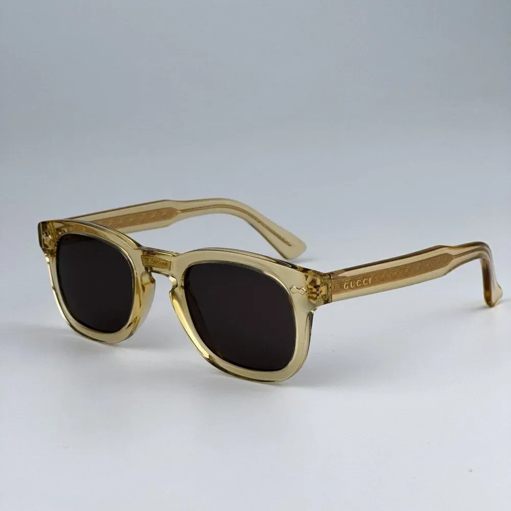 NEW Gucci GG0182S 006 Transparent Brown Square Unisex Sunglasses GG 0182S